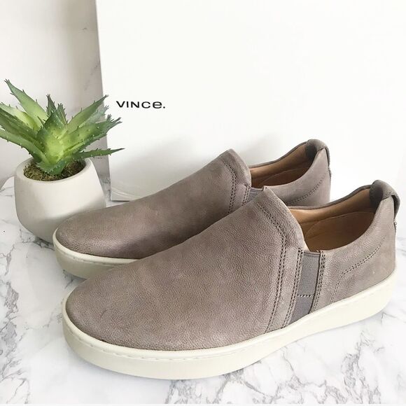 Vince Soren Slip On Suede Sneaker 8 MENS taupe grey neutral - Picture 1 of 6